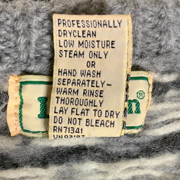 Vintage Wool LL Bean Fair Isle Sweater Zip Cardigan Grunge Holes Chunky Heavy XL - Picture 9 of 14
